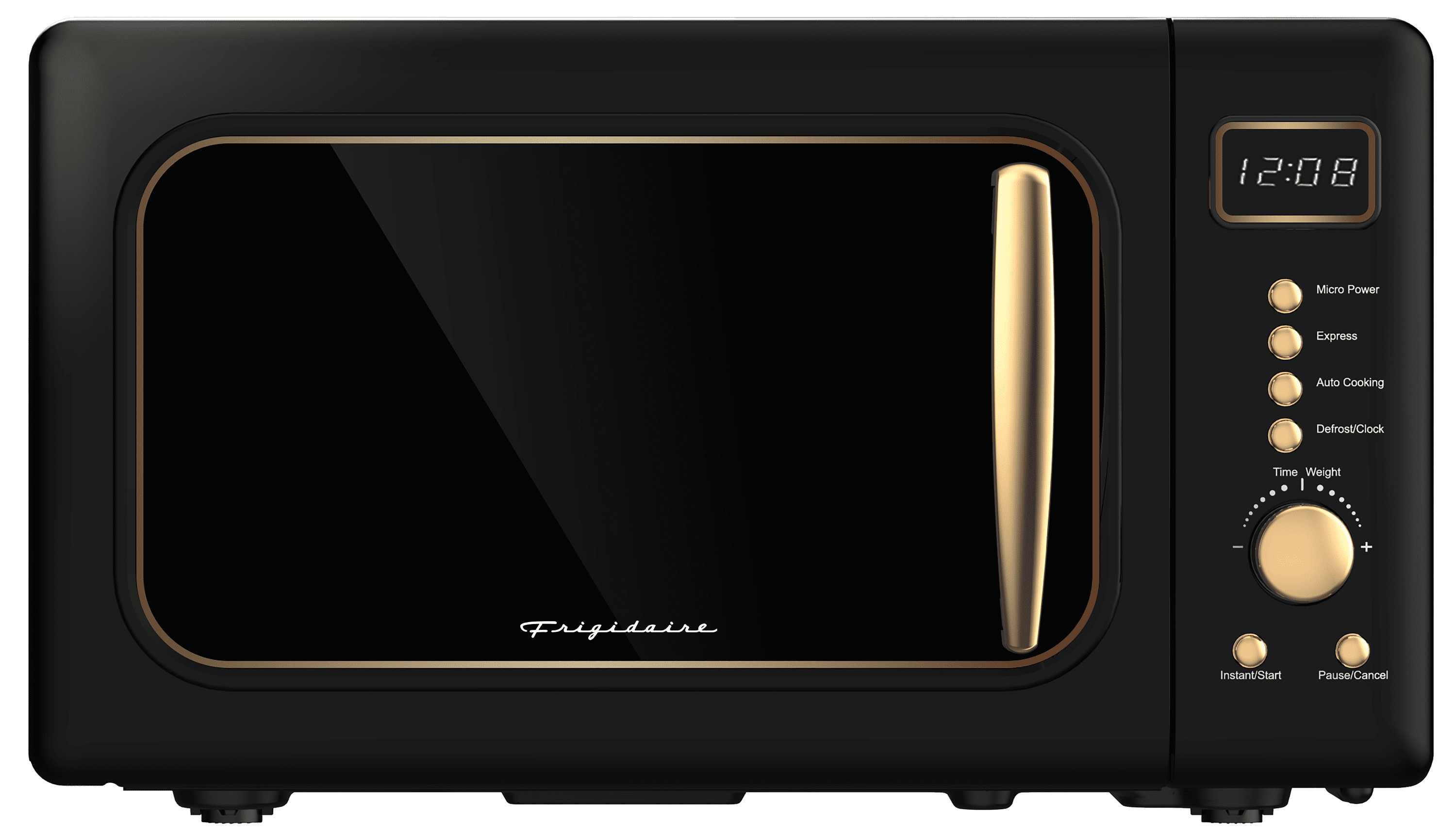 Frigidaire 0.7 Cu. Ft. 700 Watt Retro Countertop Microwave Oven, Black and Gold