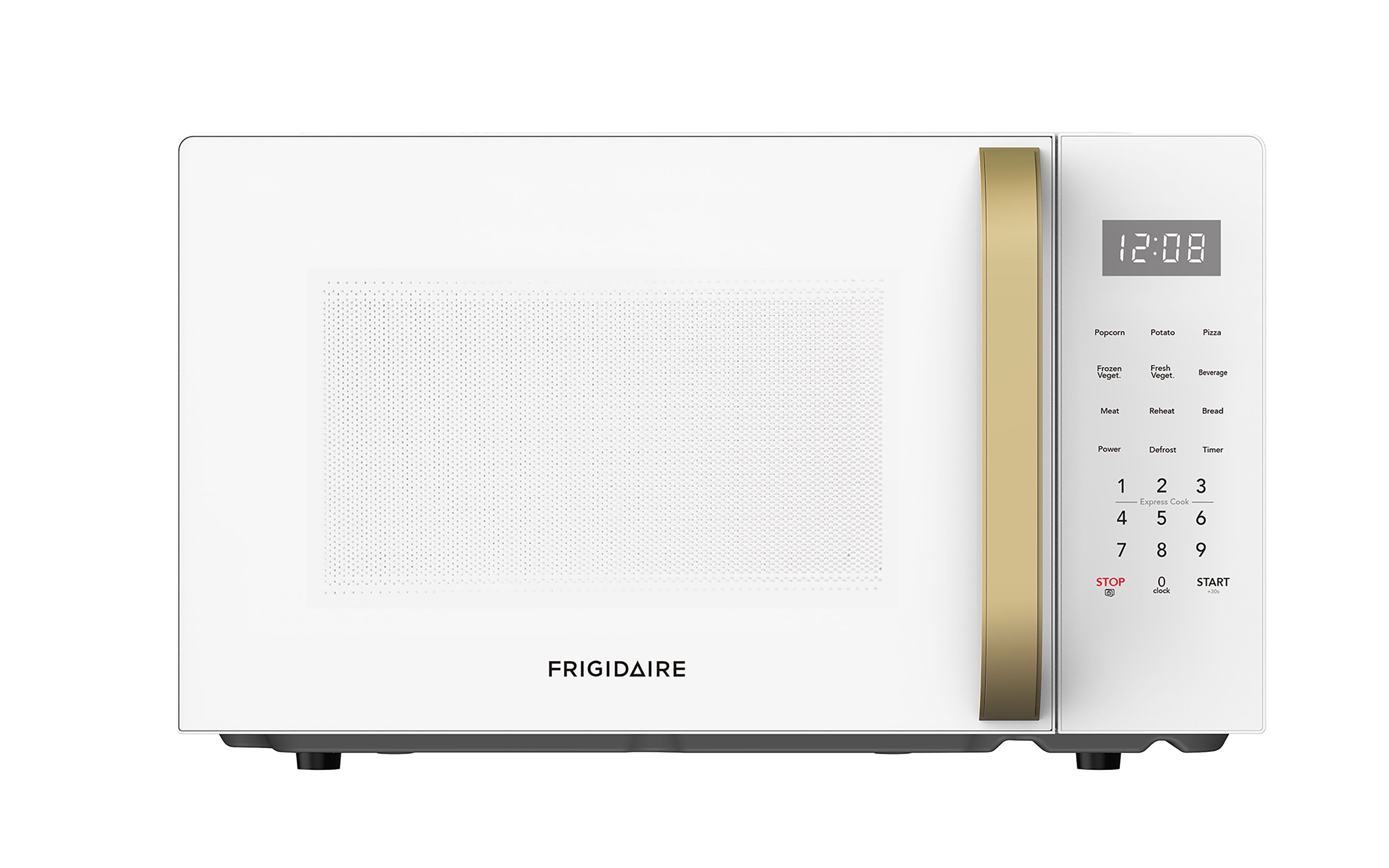 Frigidaire 1.1 cu. ft. 900 Watt Countertop Microwave, White and Gold
