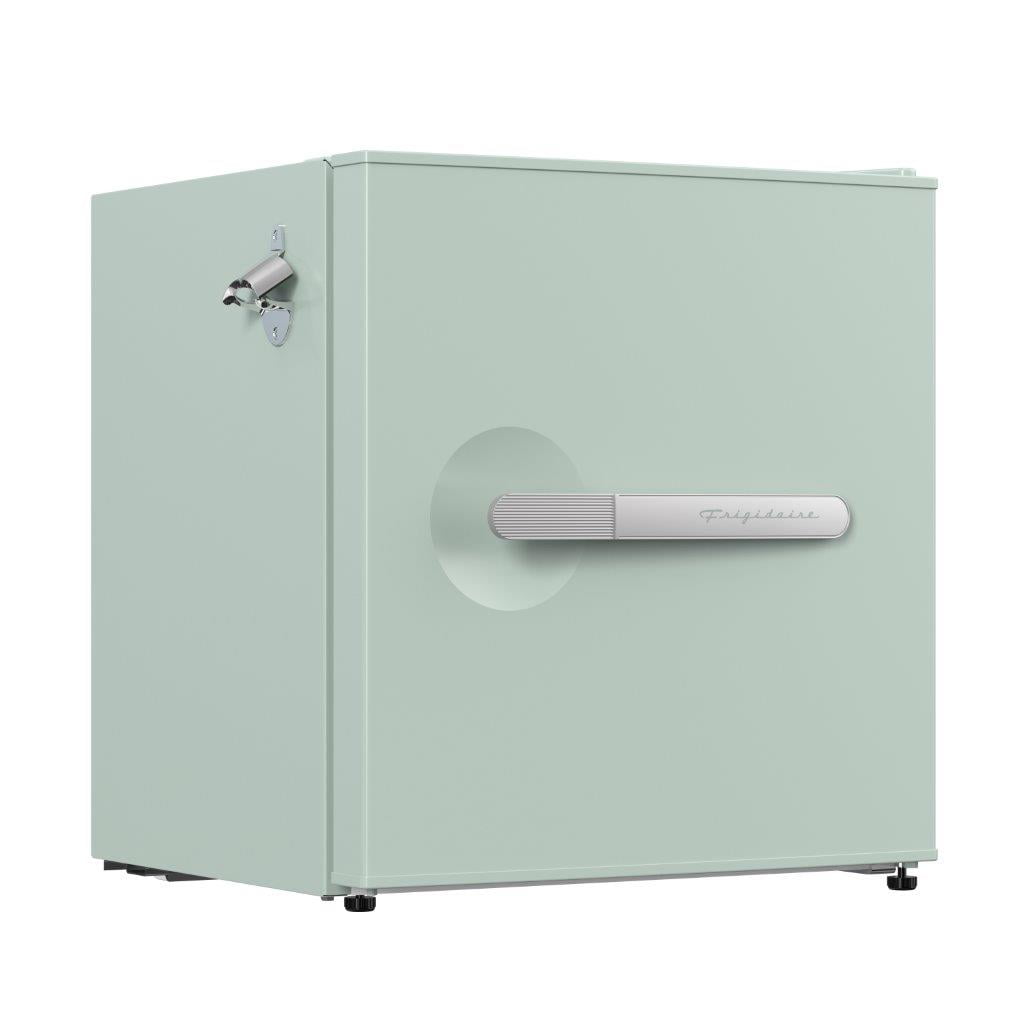Sage Green Retro Mini Refrigerator with Silver Bar Handle