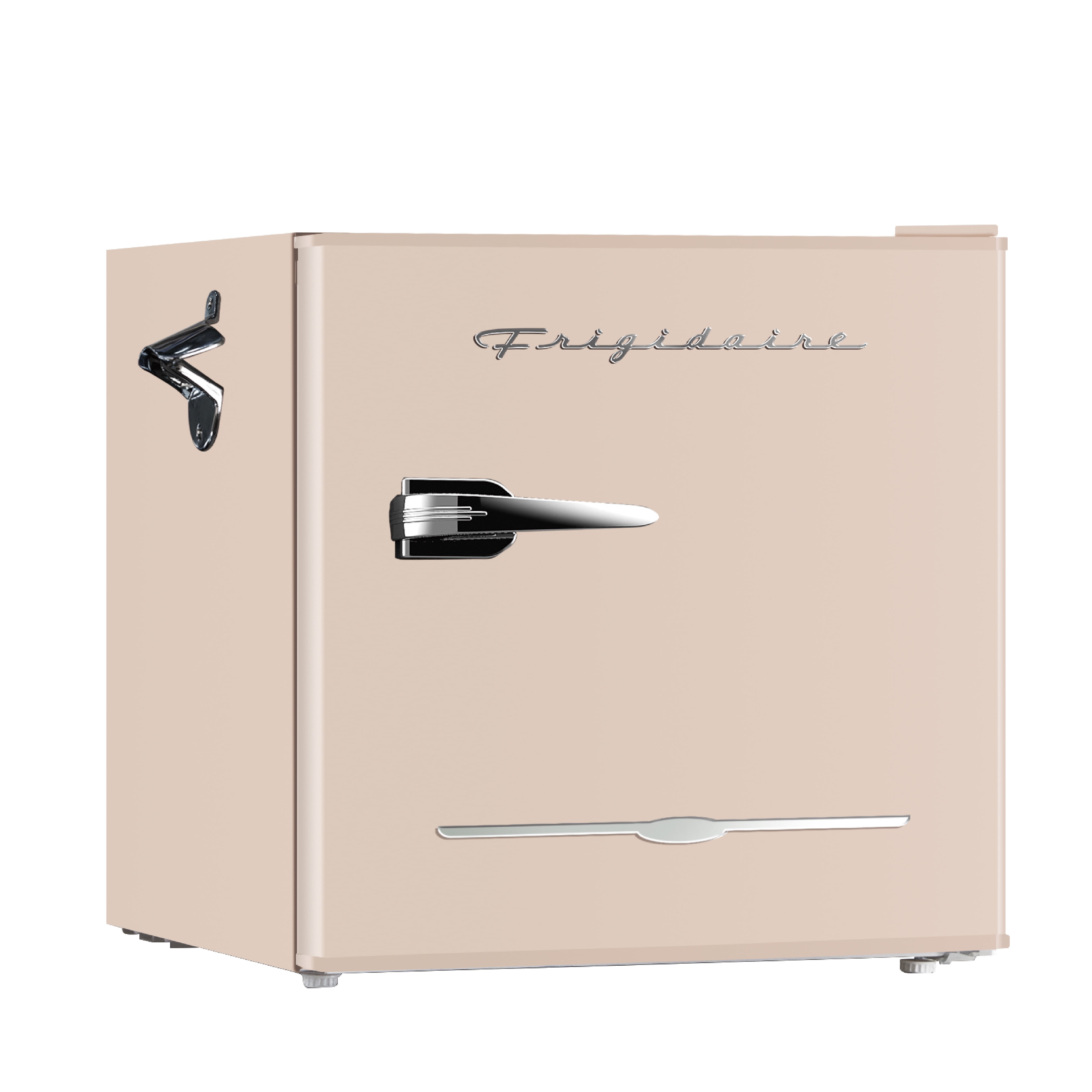 Walmart Deals of Frigidaire 1.6 Cu ft. Retro Mini Fridge with Side Bottle Opener, Stainless Steel Look, Coral