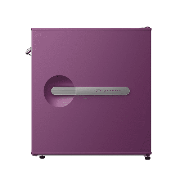 Frigidaire 1.6 cu ft retro compact fridge built in side bottle opener-W: 19.01" x L: 18.7" X H: 19.8" (Plum)