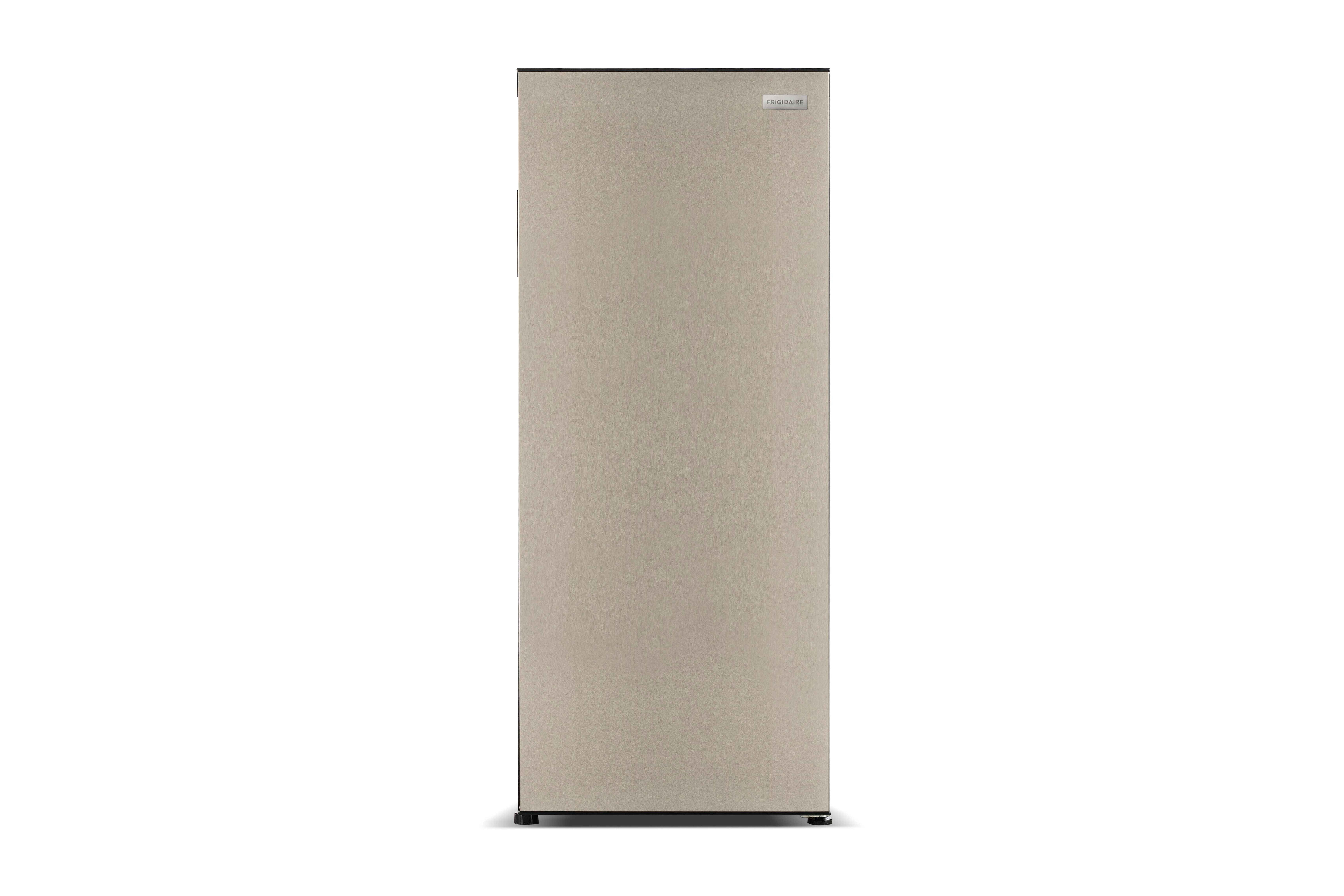 Frigidaire 10 cu. ft. Garage Ready Upright Freezer with Platinum Door & Recessed Handle, Adjustable Temperature Control, Flush Back Design, Efficient Cooling, EFRF1007-SS