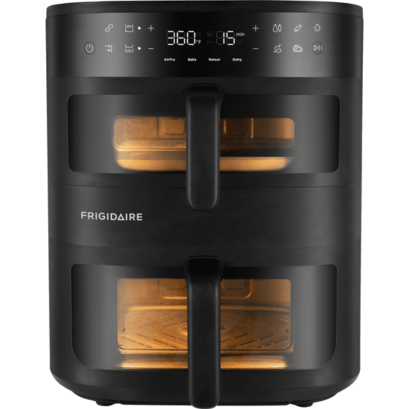 Frigidaire 11.6 QT. DualZone 4-in-1 Air Fryer, Automatic Shake Reminder, Automatic Shut-Off, Sync Finish, Temperature Display, 4 Pre-Programmed Settings, Reheat Mode, and Premium Touch UI