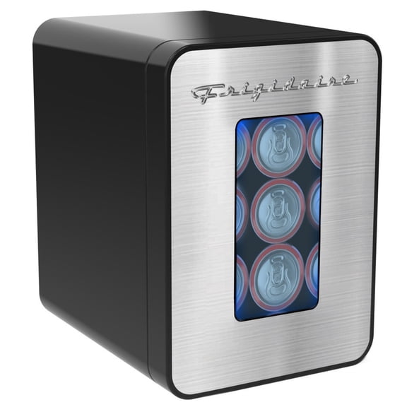 Frigidaire 15-Can Retro Mini Beverage Fridge, Stainless Steel Door with Window