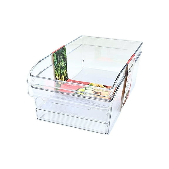 Frigidaire 2-Pack Large Refrigerator Storage Bins, Clear Kitchen Organizer