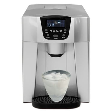 Frigidaire, 26 Lbs. Countertop Ice Maker And Water Dispenser, Bullet Shaped Ice, Silver