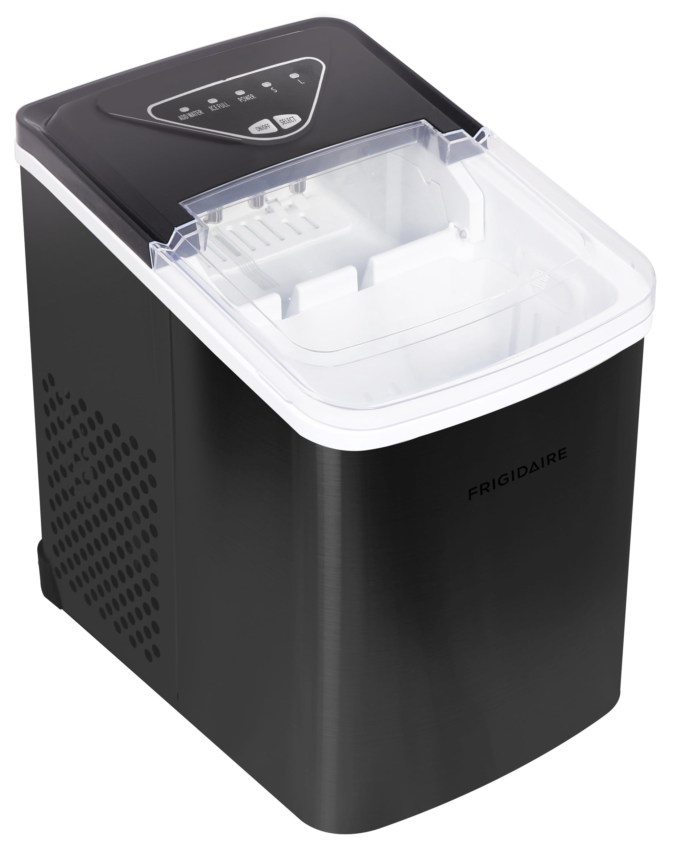 Frigidaire 26 Lbs. Countertop Ice Maker, Bullet Shaped Ice, Black Stainless Steel