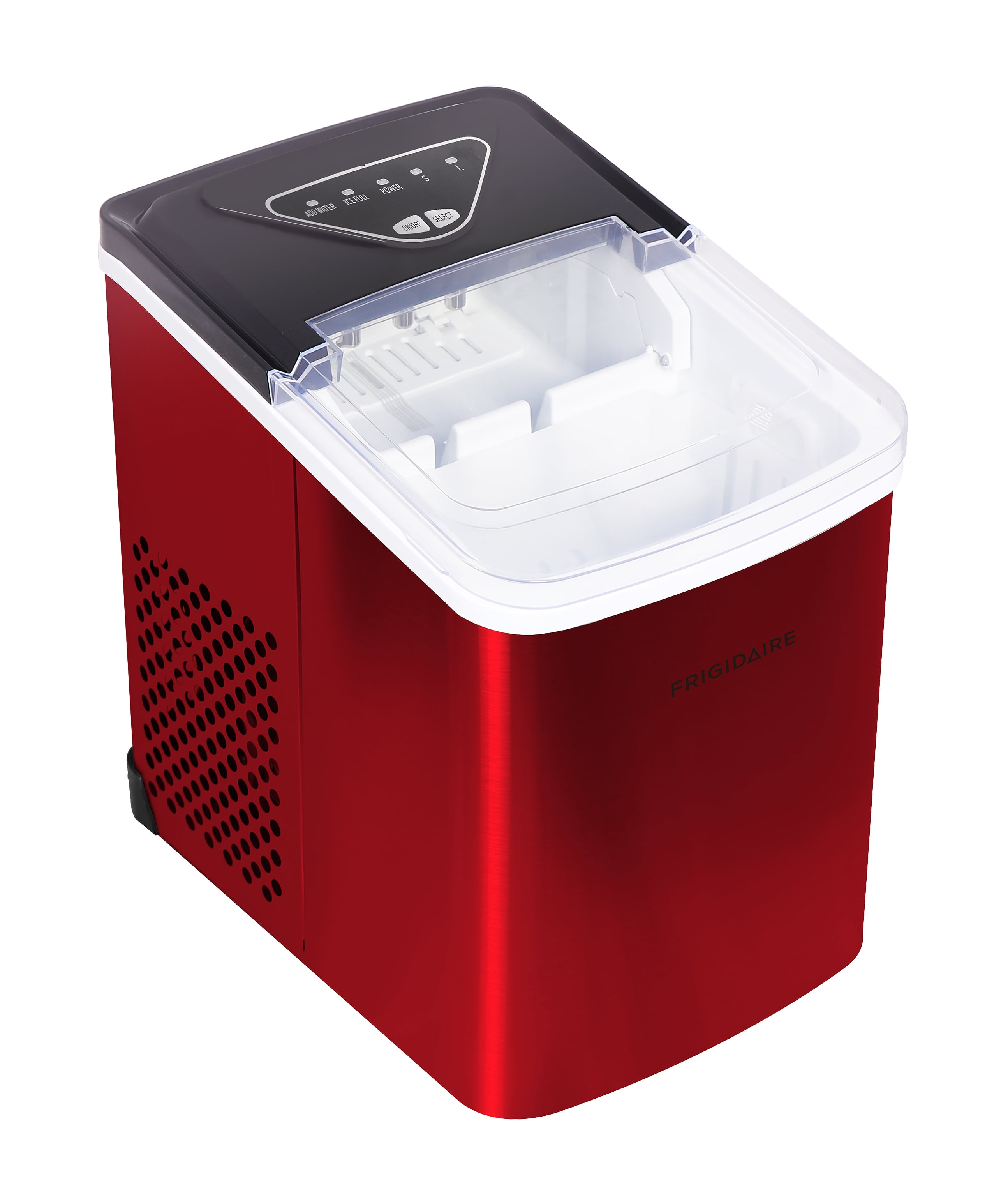 Frigidaire 26 Lbs. Countertop Ice Maker, Bullet Shaped Ice, Red Stainless Steel