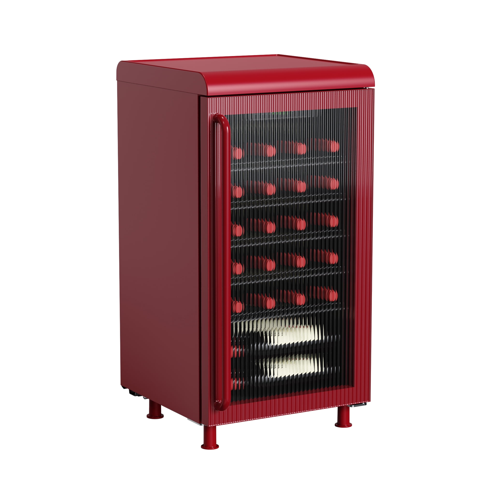 Frigidaire 27 Bottle / 117 Can Retro Wine Cooler with Built-in Bar Top, 3.1 Cu. ft. Beverage Refrigerator with Tempered Glass Door, Merlot