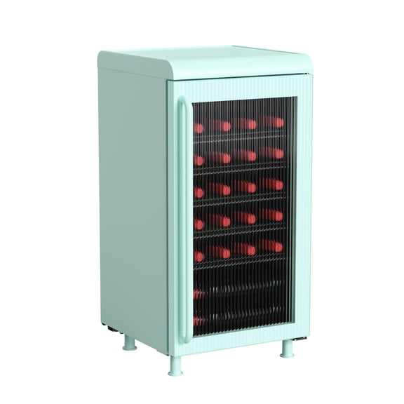 Frigidaire 27 Bottle / 117 Can Retro Wine Cooler with Built-in Bar Top, 3.1 Cu. ft. Beverage Refrigerator with Tempered Glass Door, Mint
