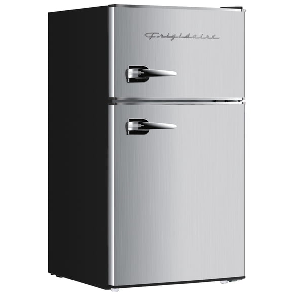 Frigidaire 3.1 Cu. ft. Retro Refrigerator with Freezer Compartment, 2-Door Compact Fridge, Platinum
