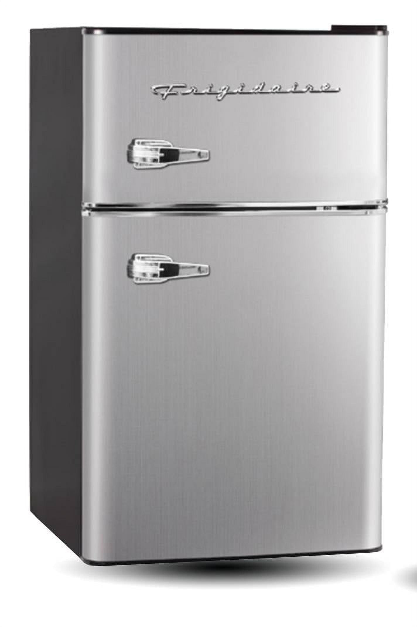 Frigidaire 3.1 Cu. ft. Retro Refrigerator with Freezer Compartment, 2-Door Compact Fridge, Platinum