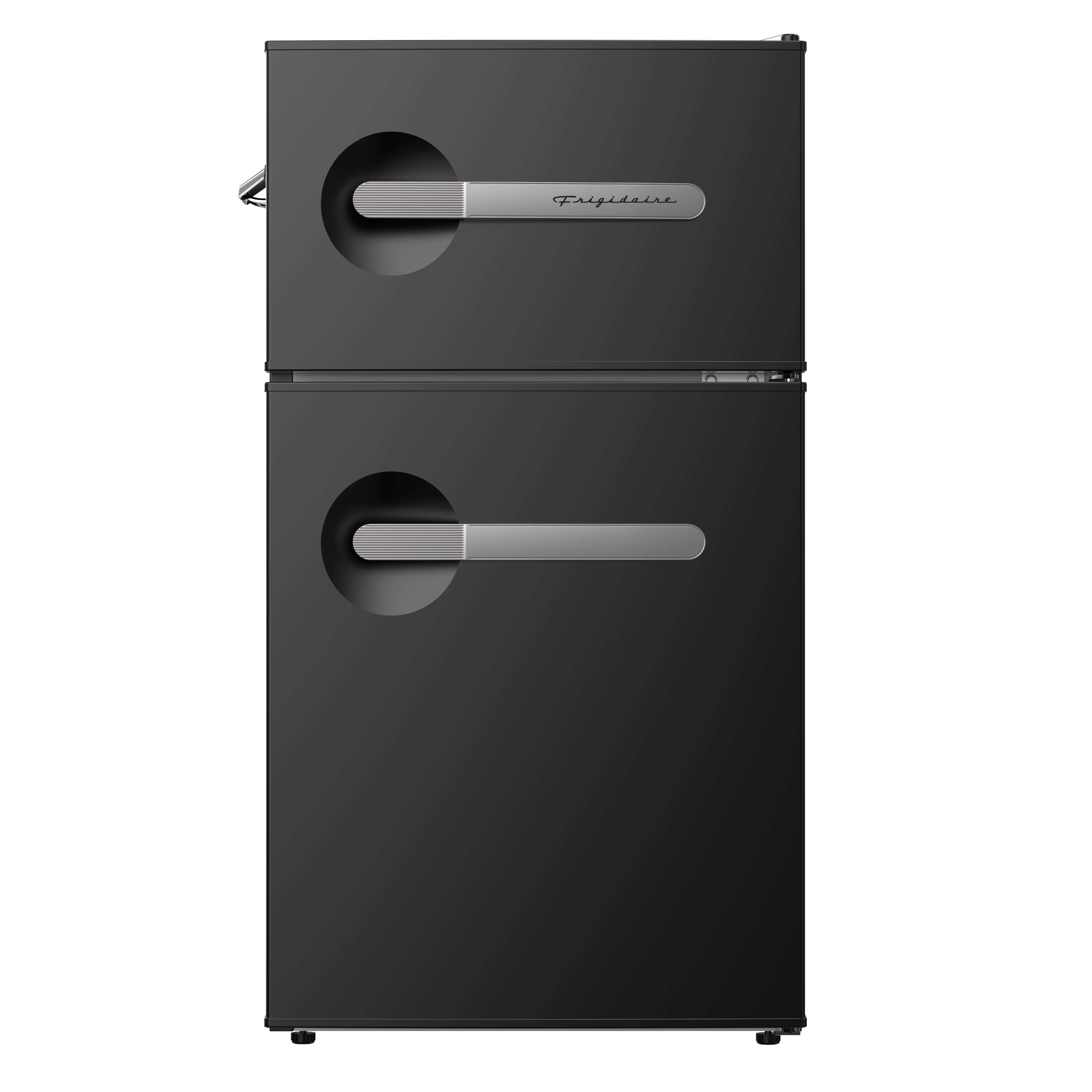 Frigidaire 3.1 Cu. ft. Compact Refrigerator with Freezer Compartment, 2-Door Retro Fridge with Built-in Side Bottle Opener, Black