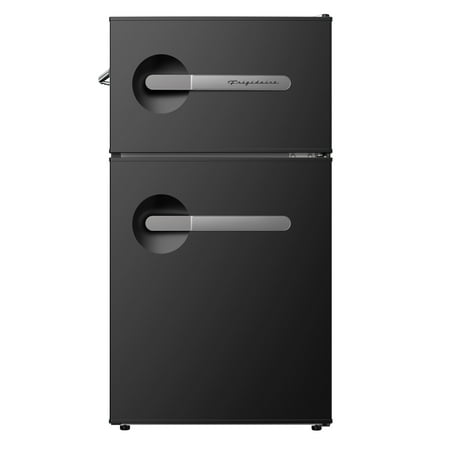 Frigidaire 3.1 Cu. ft. Compact Refrigerator with Freezer Compartment, 2-Door Retro Fridge with Built-in Side Bottle Opener, Black