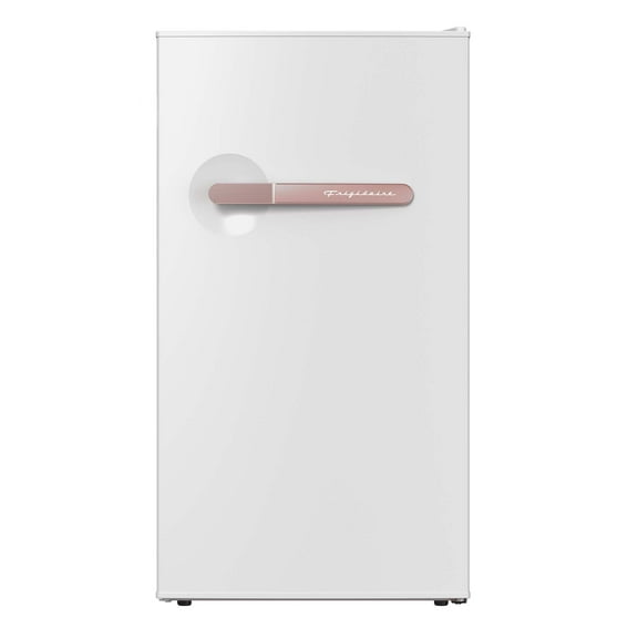 Frigidaire 3.1 cu. ft. retro compact fridge built-in side bottle opener W: 18.9" x L: 17.95" X H: 33.27" (RG White)