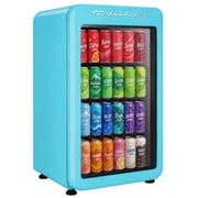 Frigidaire 3.3 Cu. ft. 102 Can Retro Refrigerator, 95 Liter Mini Fridge with Glass Door, Blue