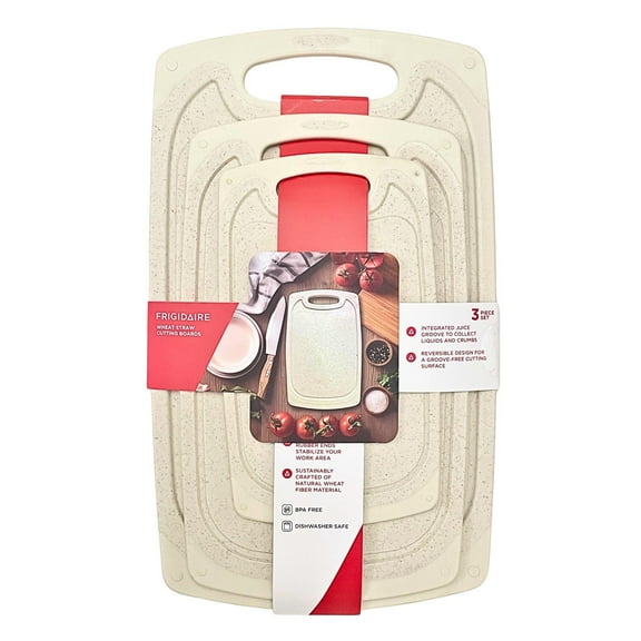 Frigidaire 3pk Wheat Straw Cutting Board, Eco-Friendly
