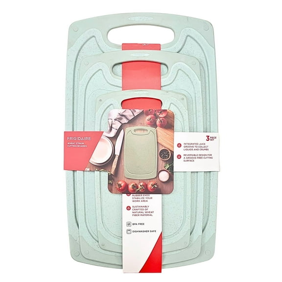 Frigidaire 3pk Wheat Straw Cutting Board, Eco-Friendly