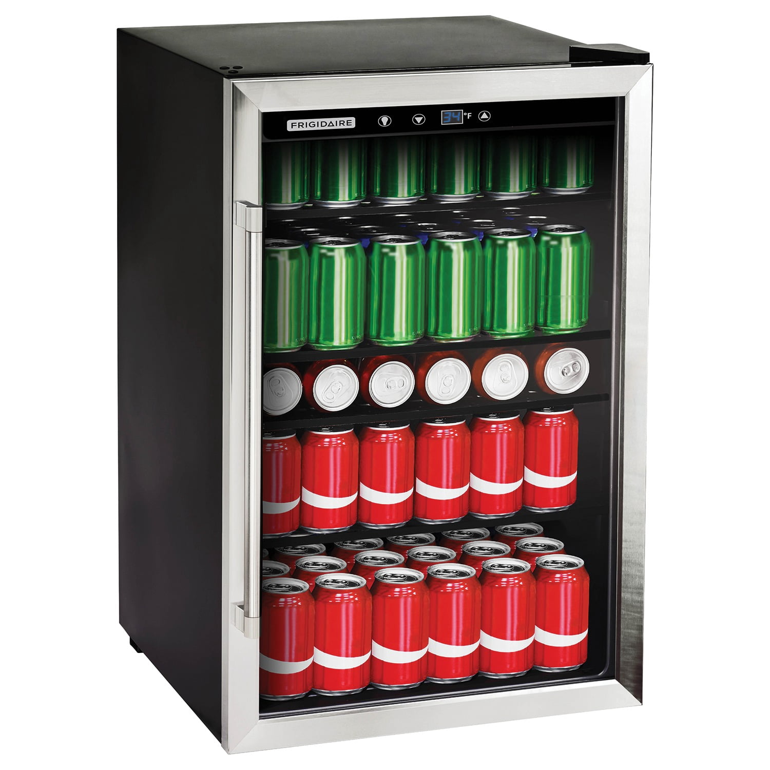 Frigidaire 4.4-Cu-Ft. 126-Can Stainless Steel Door Beverage Center Compact Refrigerator, Black & Silver