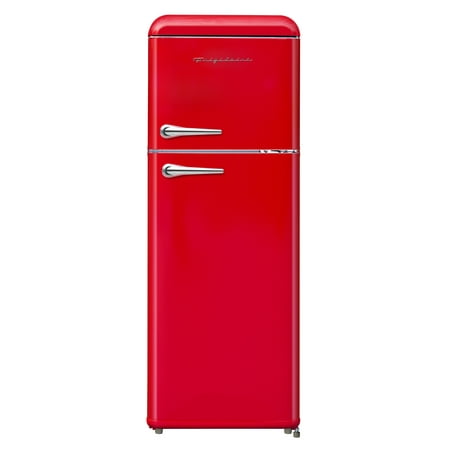 Frigidaire 7.5 Cu. ft. Retro Refrigerator, Apartment Size Top Mount Fridge with Chrome Handles, Red EFR756