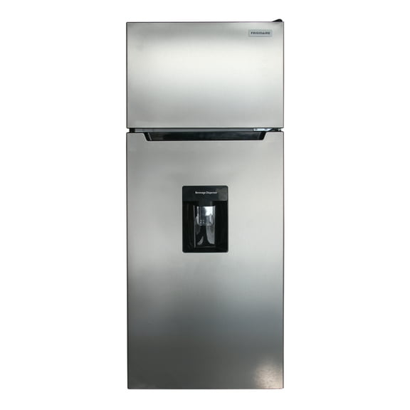 Frigidaire 7.5 Cu. ft. Top Freezer Refrigerator with Beverage Dispenser, Apartment Size Refrigerator for Kitchen, Office, Platinum
