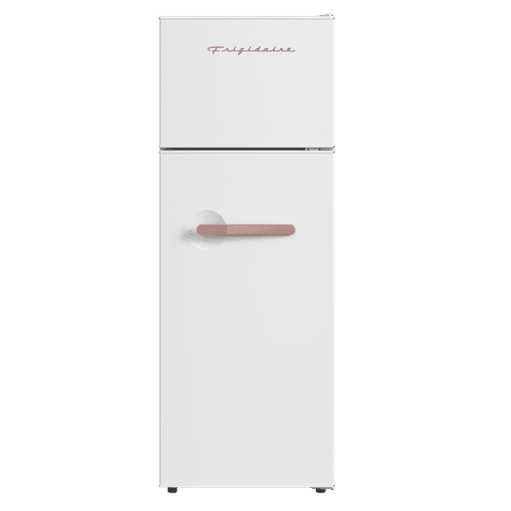 Frigidaire, 7.5 cu. Ft. Retro Top Mount Fridge, EFR768, W: 20.59" x L: 22.24" X H: 56.38", Rosegold White