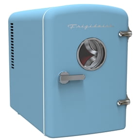 Frigidaire 9 Can Retro Mini Fridge, 6L Portable Personal Cooler with AC/DC Adapters, Skincare Fridge for Travel, Bedroom, Office, Dorm, Blue