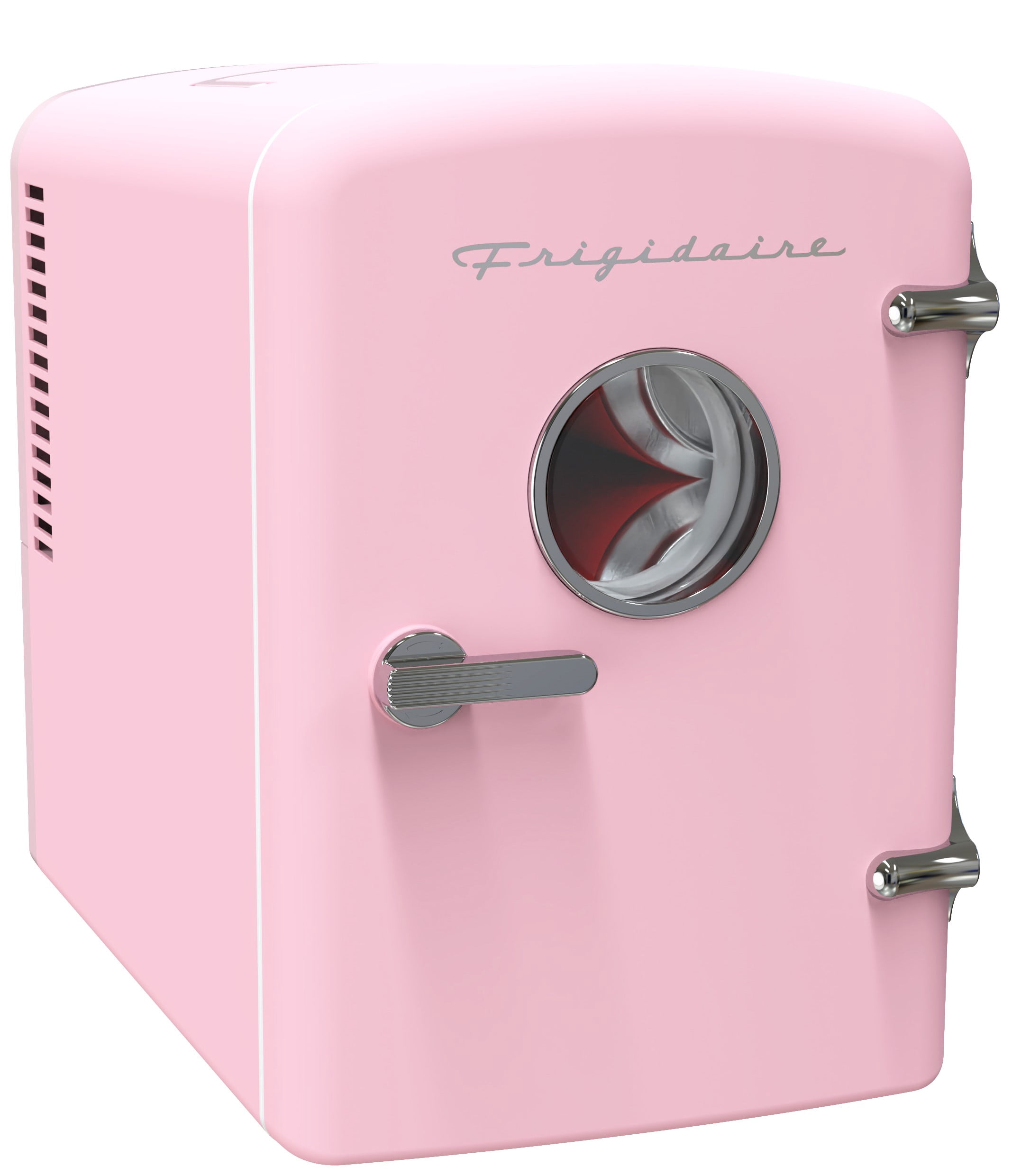 Frigidaire 9 Can Retro Mini Fridge, 6L Portable Personal Cooler with AC/DC Adapters, Skincare Fridge for Travel, Bedroom, Office, Dorm, Pink
