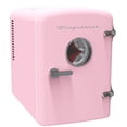 thumbnail interactive-video image 1 of Frigidaire 9 Can Retro Mini Fridge, 6L Portable Personal Cooler with AC/DC Adapters, Skincare Fridge for Travel, Bedroom, Office, Dorm, Pink, 1 of 7