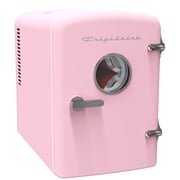 Frigidaire 9 Can Retro Mini Fridge, 6L Portable Personal Cooler with AC/DC Adapters, Skincare Fridge for Travel, Bedroom, Office, Dorm, Pink