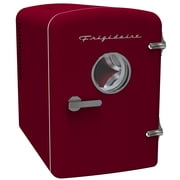 Frigidaire 9 Can Retro Mini Fridge, 6L Portable Personal Cooler with AC/DC Adapters, Skincare Fridge for Travel, Bedroom, Office, Dorm, Red