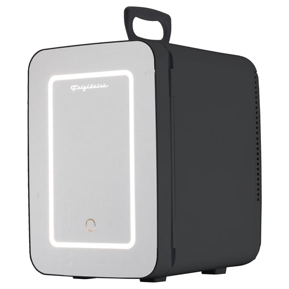 Frigidaire 6.5L 9-Can Mini Fridge with Lighted Mirror, Personal Cooler in Black