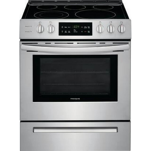 Frigidaire FFEH3054US 30 Slide-In Electric Range with 5 Elements 5 Cu. Ft. Oven Capacity Self Clean Keep Warm Zone in Stainless Steel