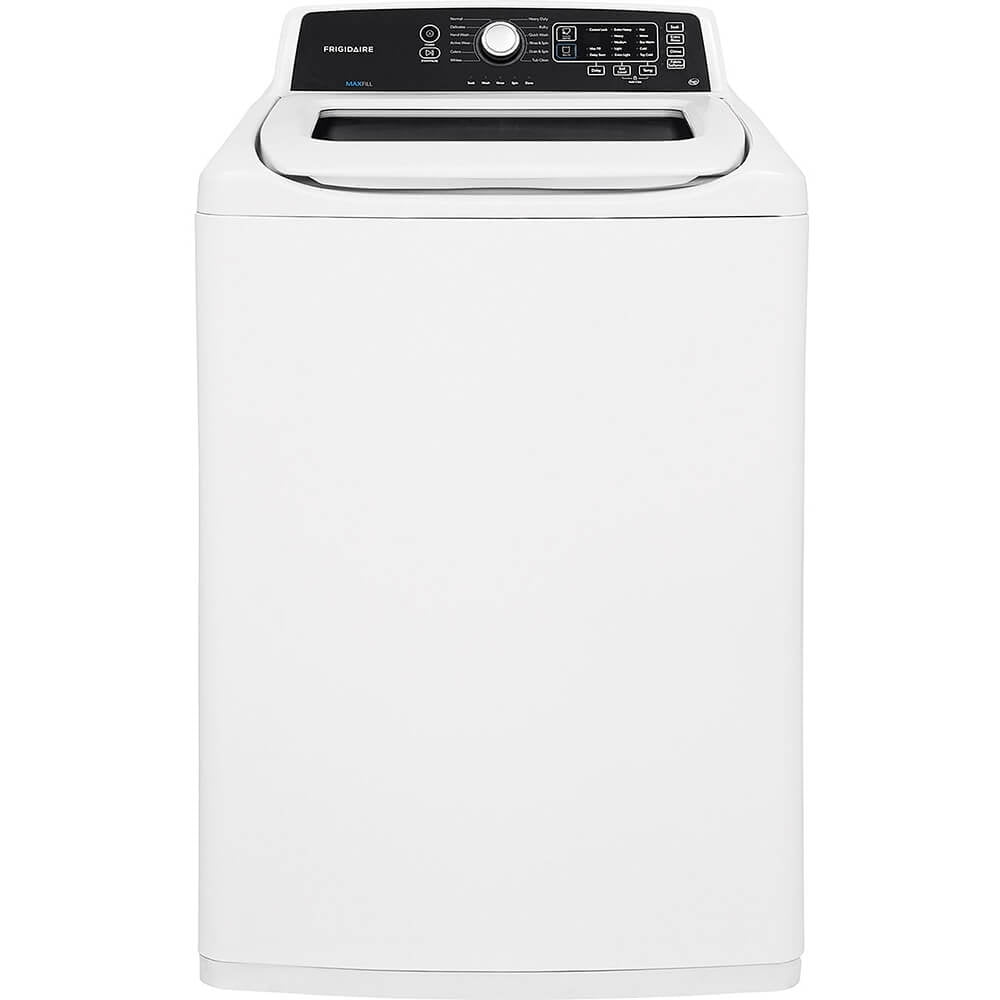 Frigidaire FFTW4120SW 4.1 Cu. Ft. High Efficiency Top Load Washer 4.1 cu. ft. Capacity, Quick Wash Cycle, 12 Wash Cycles, Multiple Cycle Option,s 5 Soil Levels, Stainless Steel Drum, Electronic Controls, Fabric Softener Dispenser, 4 Temperatures, White Finish.