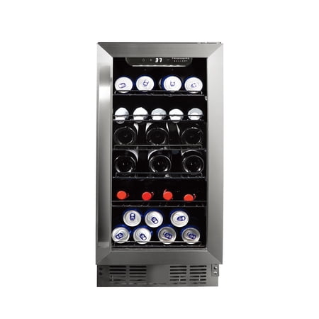 Frigidaire Gallery 15" Beverage Refrigerator with Glass Door, Holds 115 Cans or 30 Bottles, Built in or Freestanding Under Counter Beverage Fridge with LED Light