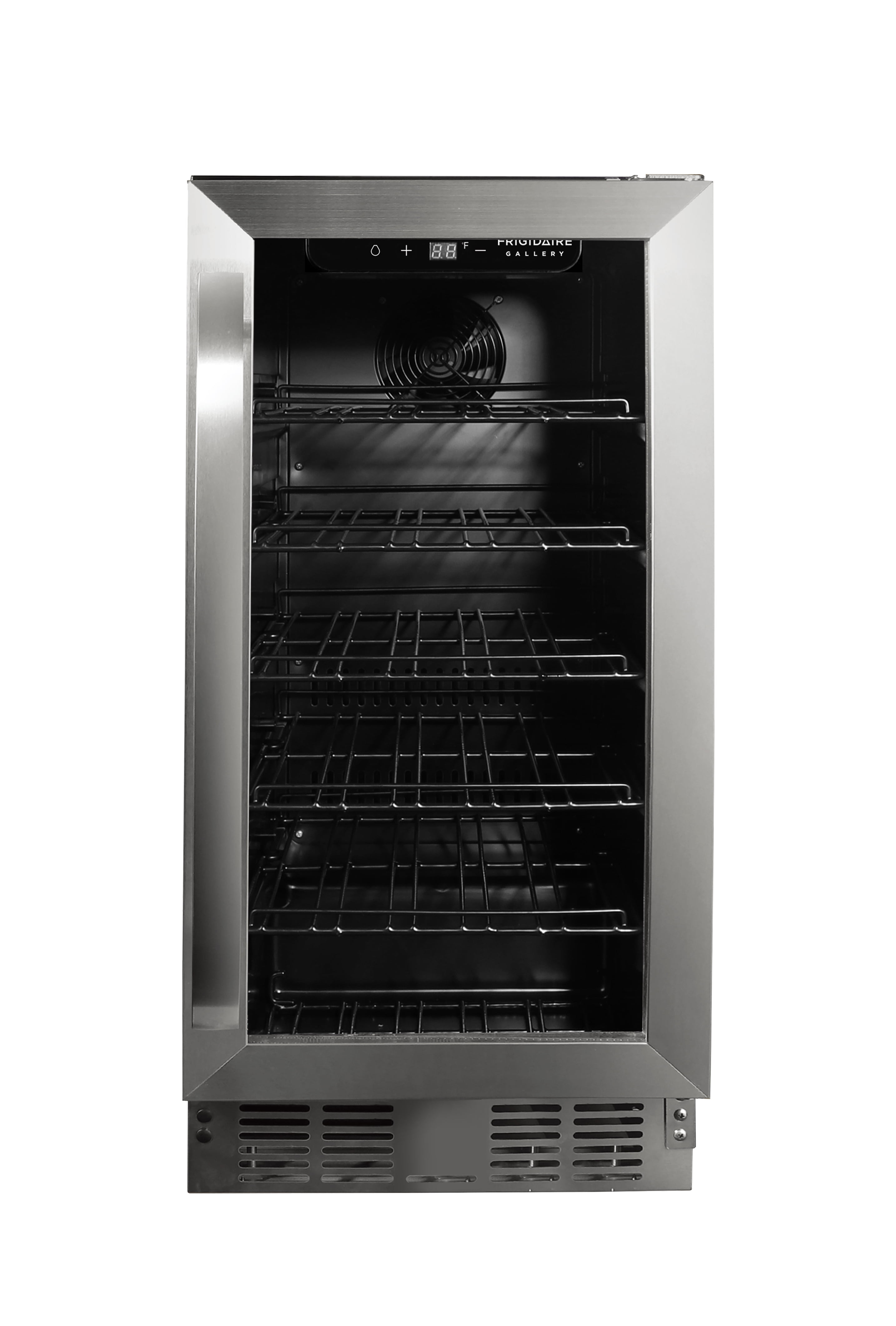 Frigidaire Gallery 15" Beverage Refrigerator with Glass Door, Holds 115 Cans or 30 Bottles, Built in or Freestanding Under Counter Beverage Fridge with LED Light