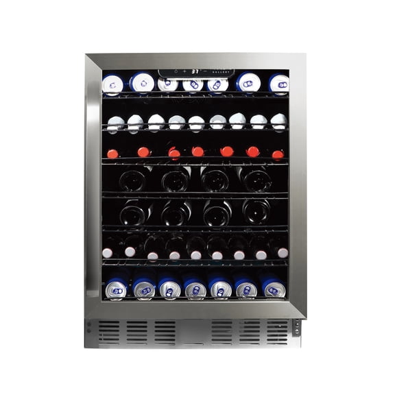 Frigidaire Gallery 24" Beverage Refrigerator with Glass Door, Holds 166 Cans or 56 Bottles, Built in or Freestanding Under Counter Beverage Fridge with LED Light