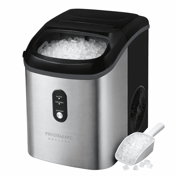 Frigidaire Gallery 33 lbs. Nugget Ice Maker, Self-Cleaning Countertop Ice Machine, Black Stainless Steel