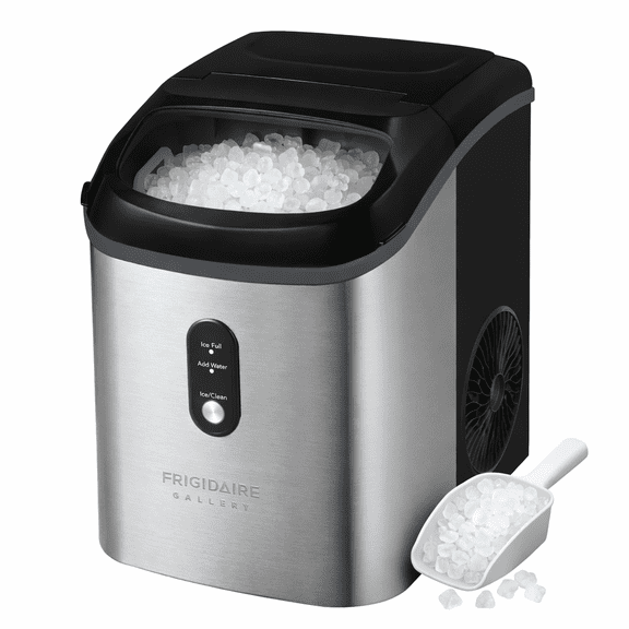 Frigidaire Gallery 33 lbs. Nugget Ice Maker, Self-Cleaning Countertop Ice Machine, Black Stainless Steel