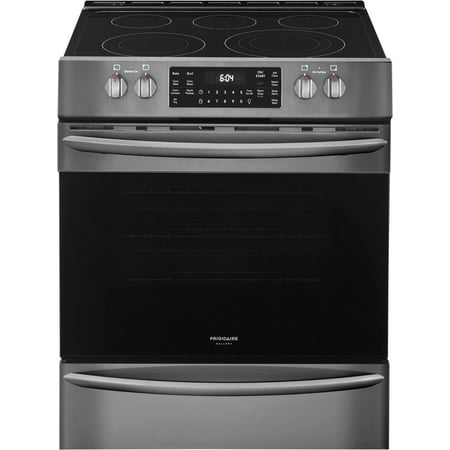 Frigidaire - Gallery 5.4 Cu. Ft. Freestanding Electric Air Fry Range with Self and Steam Clean - Black stainless steel