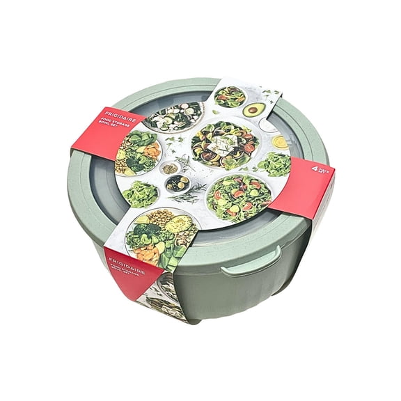 Frigidaire Green Wheat Straw Round Food Storage Containers with Lids, 20.5-121 oz (4 Count)