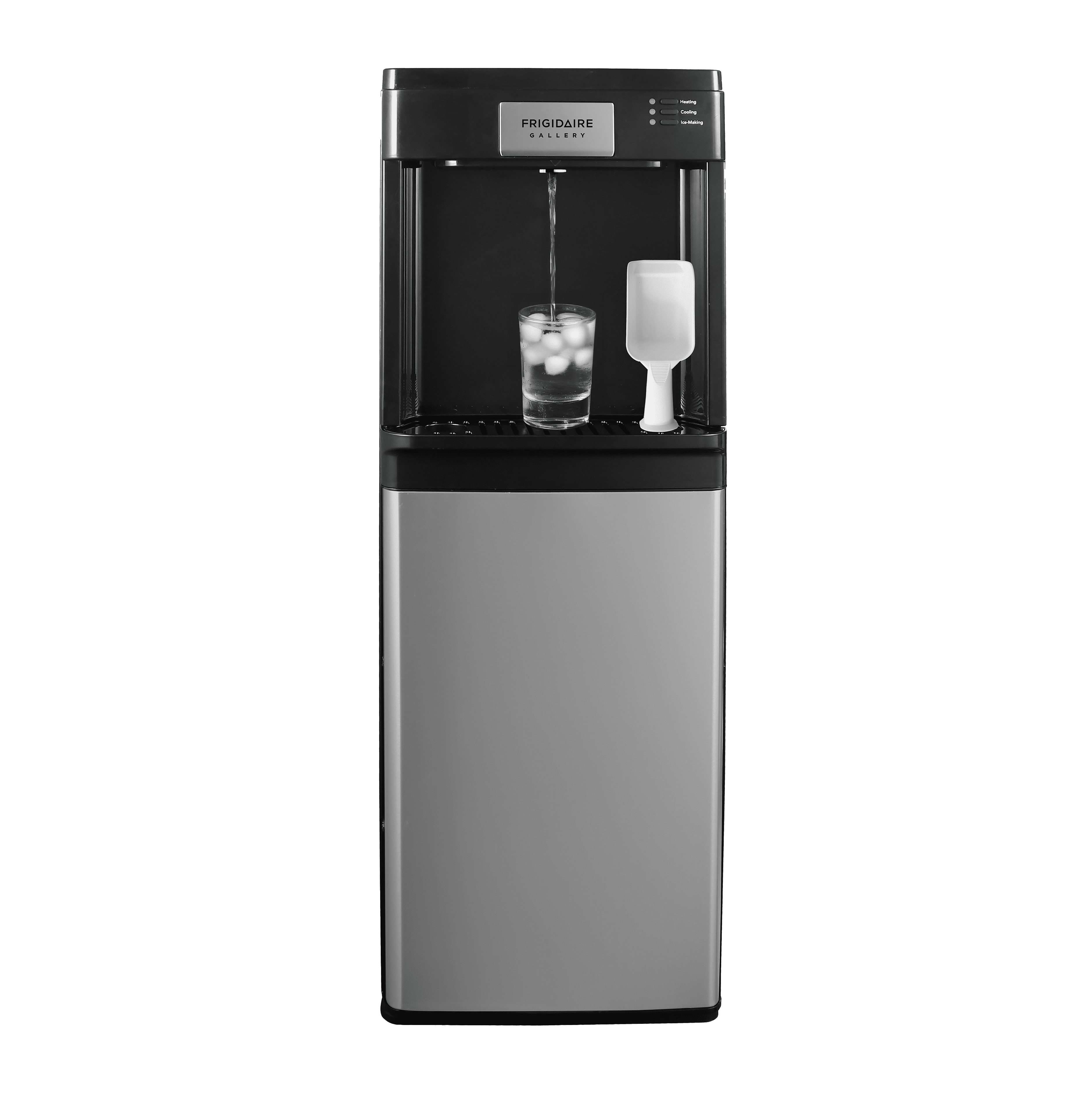 Frigidaire 3-in-1 Bottom Load Hot/Cold Water Cooler with Built-in Bullet Ice Maker, Stainless Steel