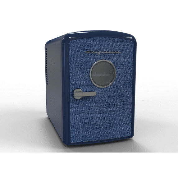 Frigidaire Mini Fridge Cooler, Denim Design, Holds Up to 6 Cans, Portable Fridge for Car, Office, Bedroom, Dorm Room, or Cabin