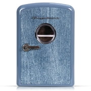 Frigidaire Mini Fridge Cooler, Denim Design, Holds Up to 9 Cans, Portable Fridge for Car, Office, Bedroom, Dorm Room, or Cabin