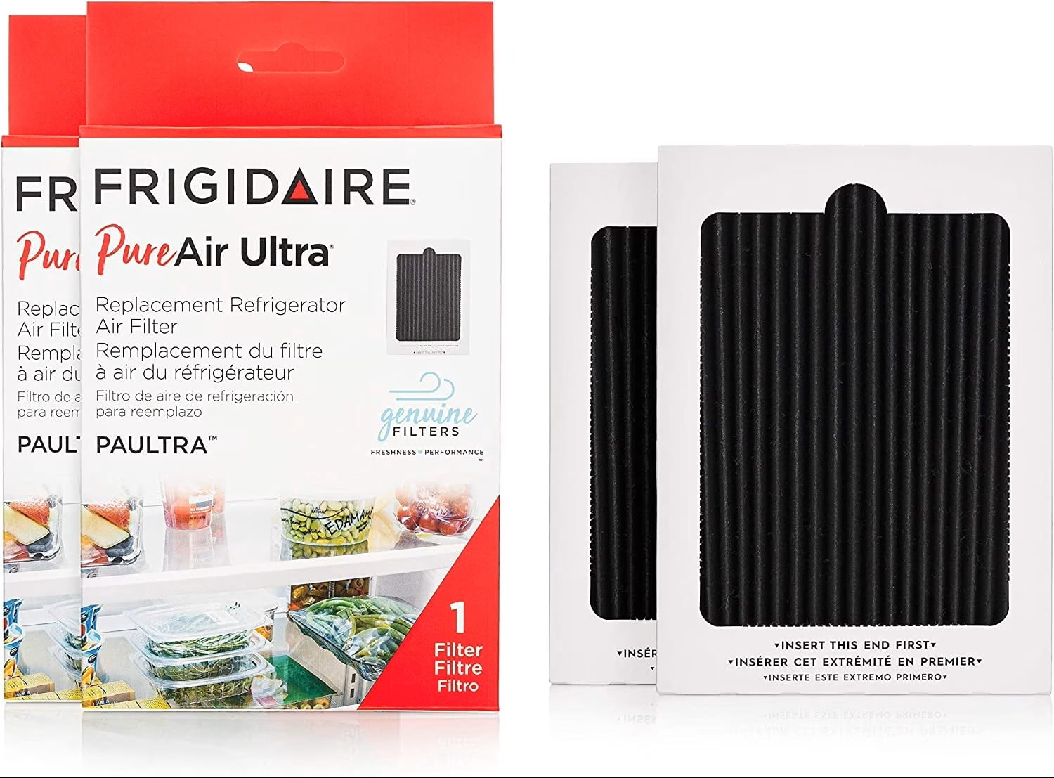 Frigidaire Pure Air Ultra Air Filter Replacement for Refrigerators, 2 pack, 6.5 in x 4.75 in,  (PAULTRA2PK)