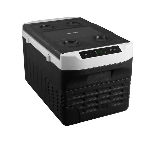 Frigidaire Portable Dual Zone Refrigerator Freezer 20L, Black Rugged 2-in-1 Car Fridge with Cooler for Travel, Camping, Truck, RV