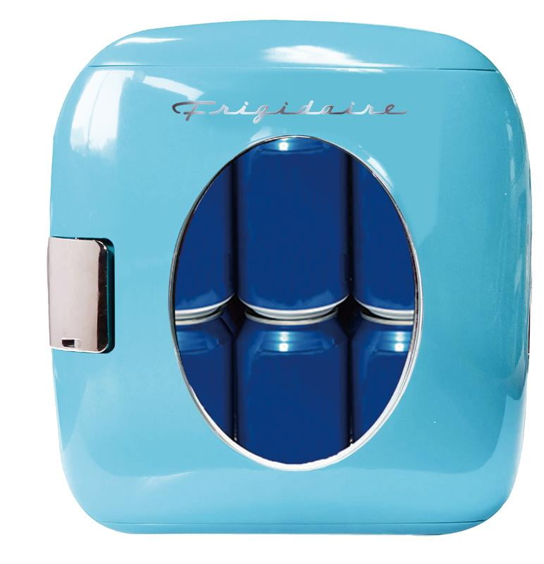 Baby Blue Retro Portable 12-Can Mini Fridge Cooler