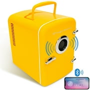 Frigidaire 6 Can Portable Retro Mini Cooler with Built-in Bluetooth Speaker, 4 Liter Personal Cooler, Yellow EFMIS151