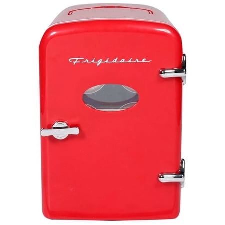 Frigidaire 9 Can Retro Personal Mini Fridge, 6L Portable Cooler with AC & 12V Car Adapter, Compact Beverage Cooler for Drinks, Skincare, and Snacks