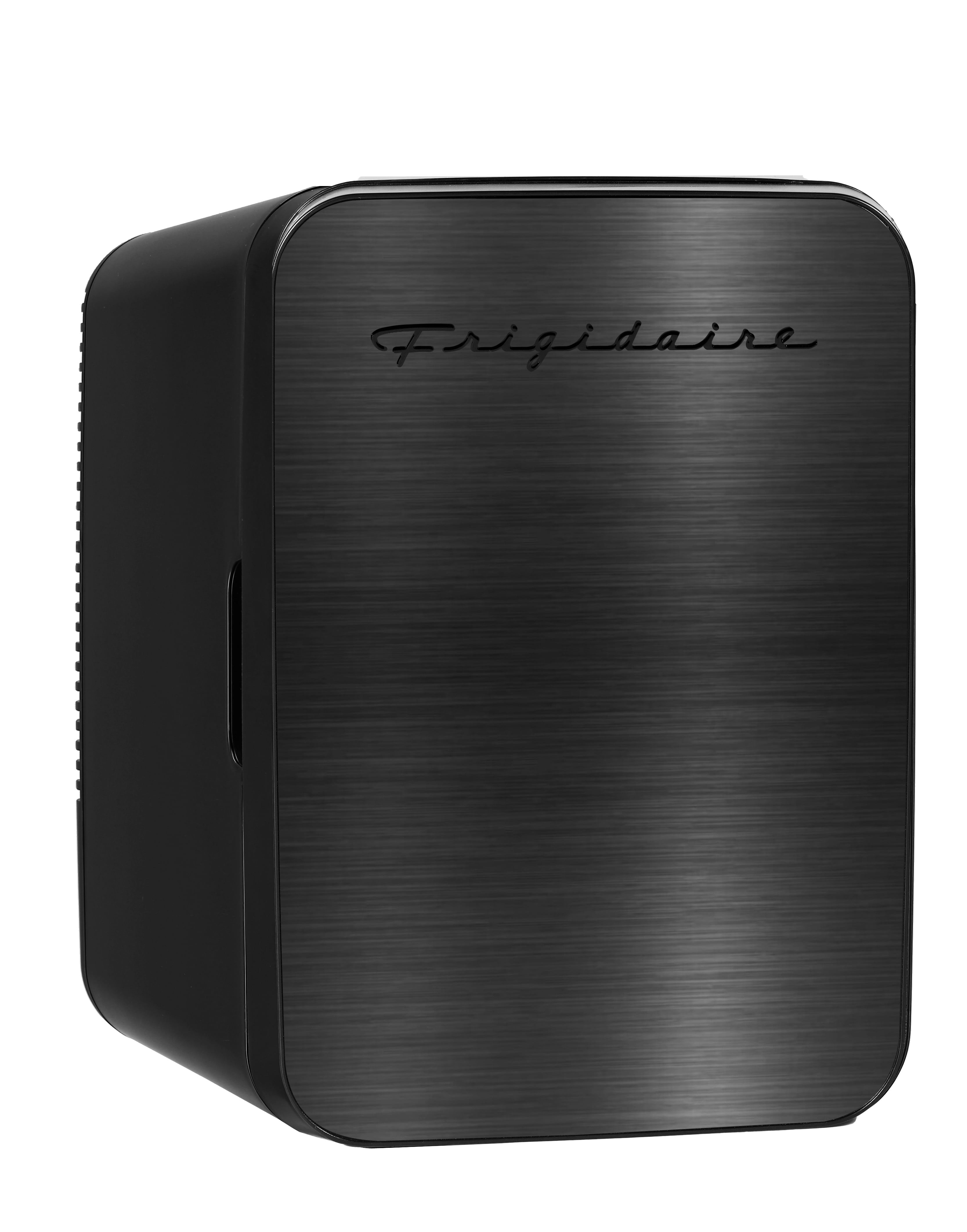 Frigidaire Retro 10L Mini Personal Refrigerator, 15-Can Capacity Mini Fridge for Beverages and Skincare, Black Stainless Steel